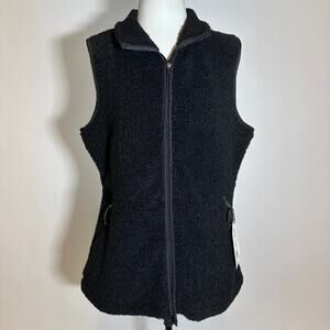 NWT Avalanche Black Sherpa Fleece Vest Full Zip Mock Neck Outdoor Womens Size XL